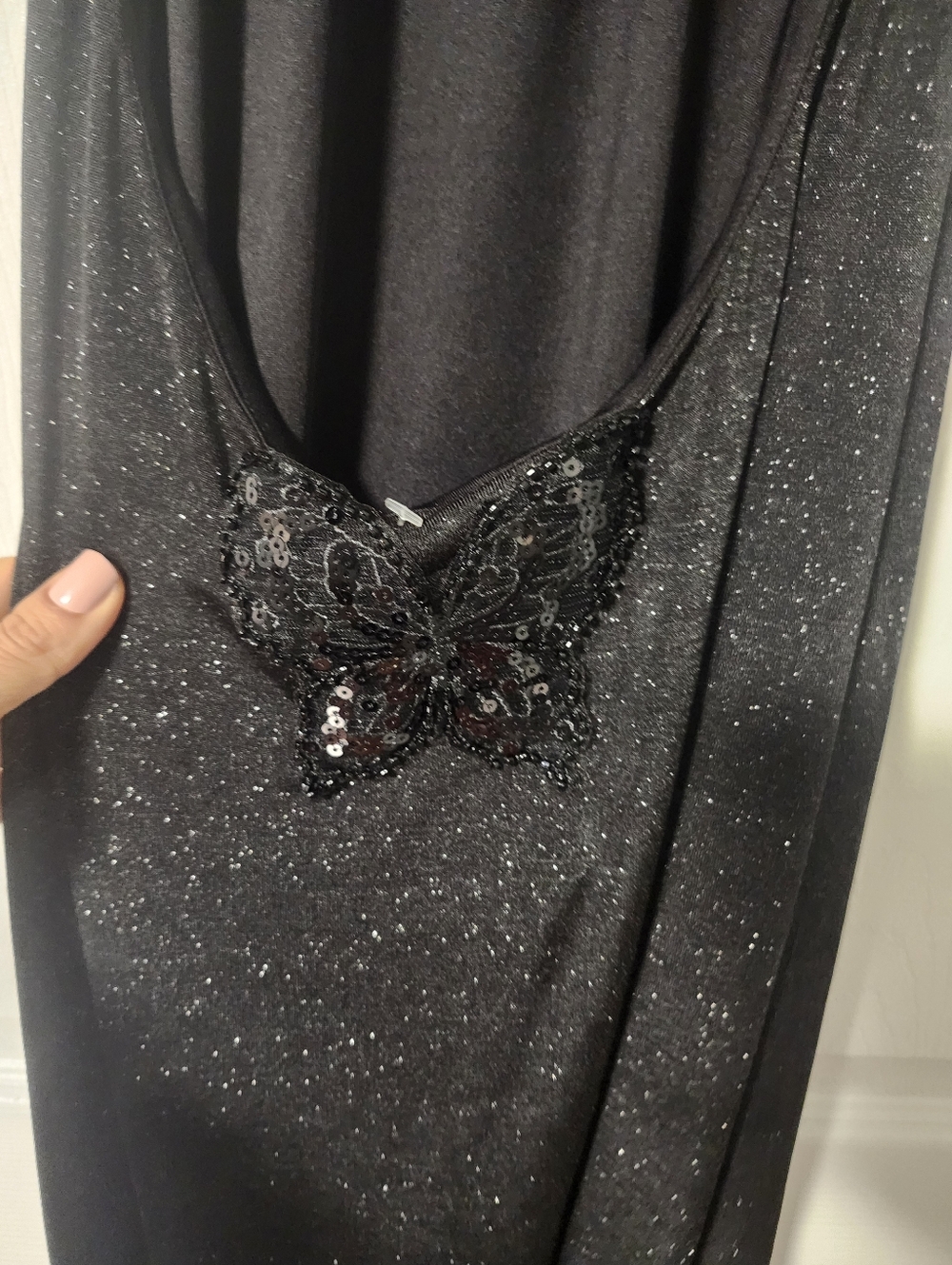 TIGER MIST ASTORIA Black Open-Back Halter Evening Dress with Butterfly Detail S - Picture 14 of 16